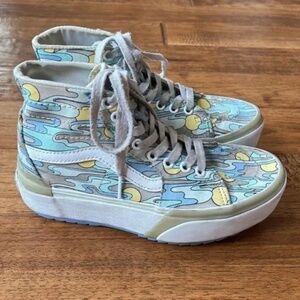 Vans Sk8-Hi Tapered Stacked Platform Sneakers UV Ink Sunwaves Canvas Size 6